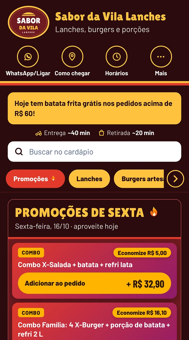 Tela inicial do app do cliente